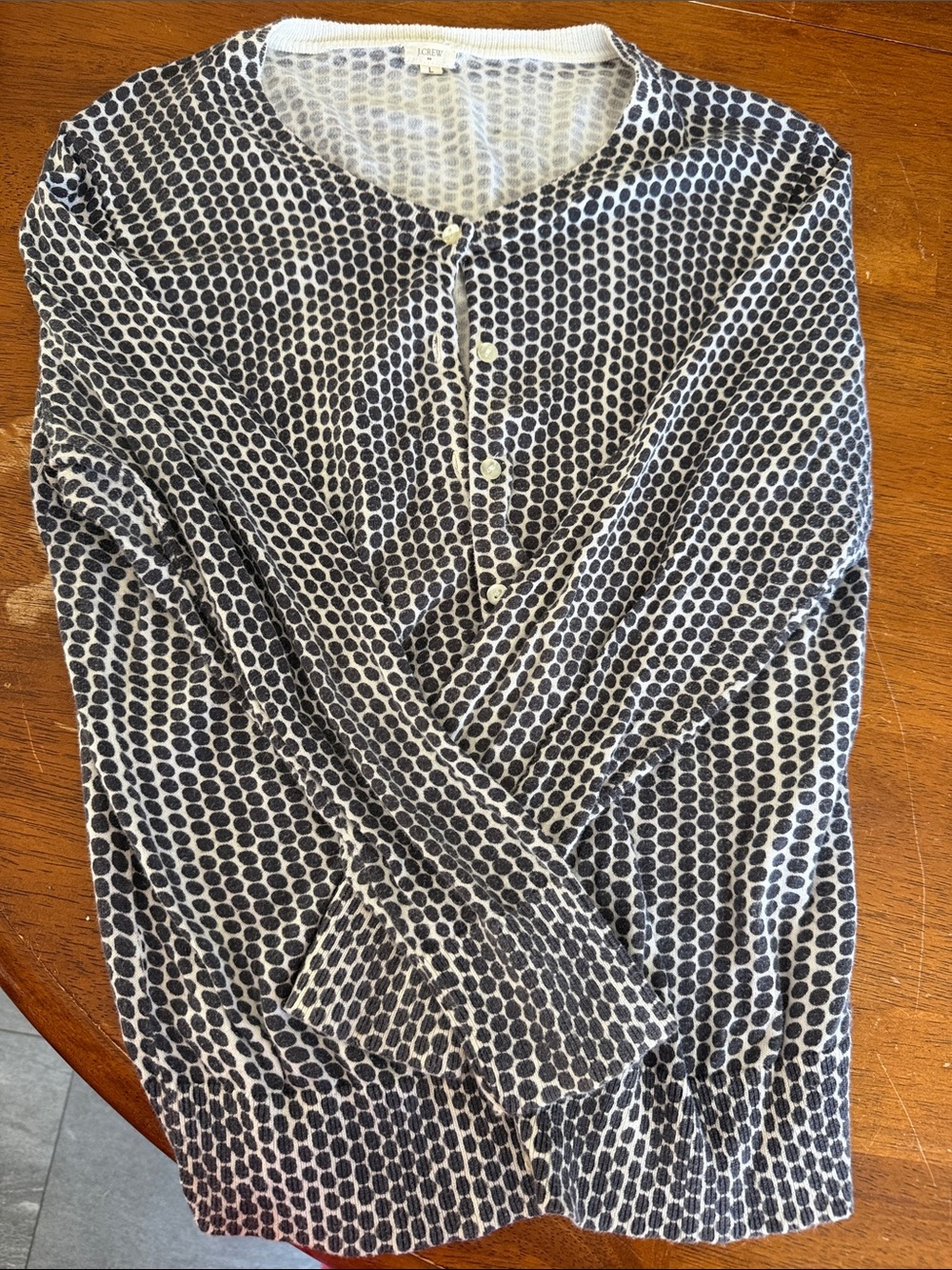 J. Crew Black and White Dot Henley